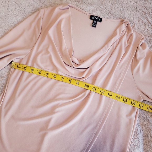 JONES NEW YORK Blush Pink Faux Wrap Blouse Top w Drape Neckline - Picture 7 of 12